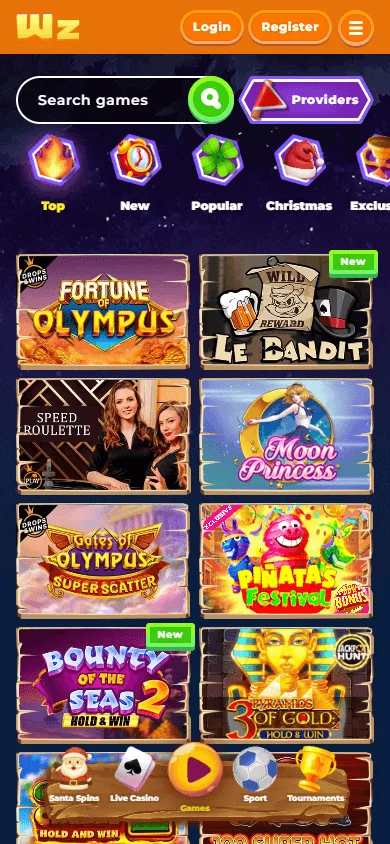 Wazamba Casino games available through a mobile browser